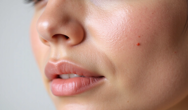 Close-up of healthy, glowing skin with a subtle, natural radiance
