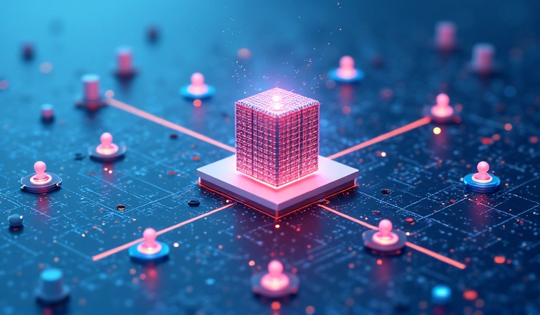 Image representing data collection with abstract symbols and a user icon.